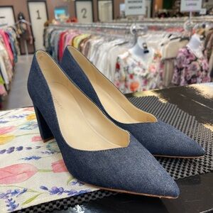 Marc Fisher Dark Denim Pointed Toe Block Heel Pumps